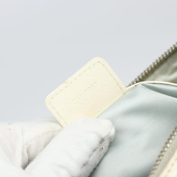 Christian Dior Romantic Trotter Canvas Shoulder Bag PVC White Silver Auth 150352V