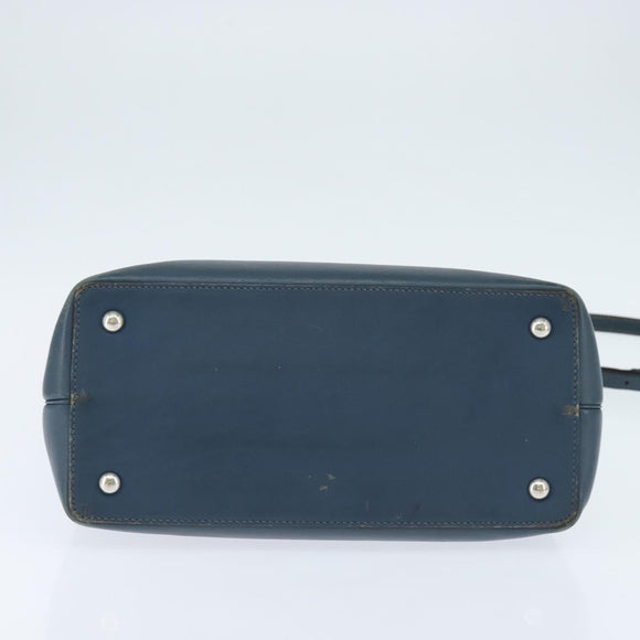 FENDI 2 JOURS Hand Bag Leather 2way Blue Silver Auth 150363