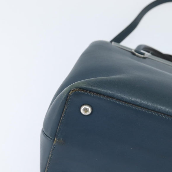 FENDI 2 JOURS Hand Bag Leather 2way Blue Silver Auth 150363