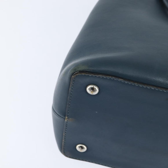 FENDI 2 JOURS Hand Bag Leather 2way Blue Silver Auth 150363