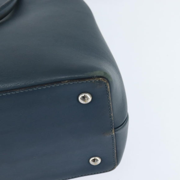 FENDI 2 JOURS Hand Bag Leather 2way Blue Silver Auth 150363