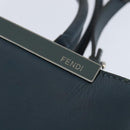 FENDI 2 JOURS Hand Bag Leather 2way Blue Silver Auth 150363-18