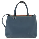 FENDI 2 JOURS Hand Bag Leather 2way Blue Silver Auth 150363-13