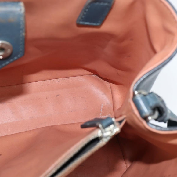 FENDI 2 JOURS Hand Bag Leather 2way Blue Silver Auth 150363