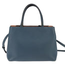 FENDI 2 JOURS Hand Bag Leather 2way Blue Silver Auth 150363-2