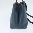 FENDI 2 JOURS Hand Bag Leather 2way Blue Silver Auth 150363-3