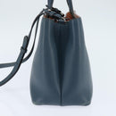 FENDI 2 JOURS Hand Bag Leather 2way Blue Silver Auth 150363-4