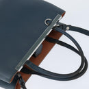 FENDI 2 JOURS Hand Bag Leather 2way Blue Silver Auth 150363-6