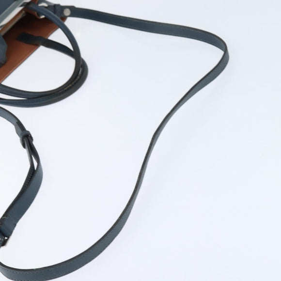 FENDI 2 JOURS Hand Bag Leather 2way Blue Silver Auth 150363