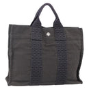 HERMES Her Line PM Hand Bag Canvas Gray Auth 150368-1