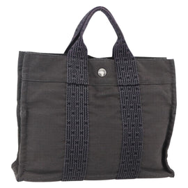 HERMES Her Line PM Hand Bag Canvas Gray Auth 150368