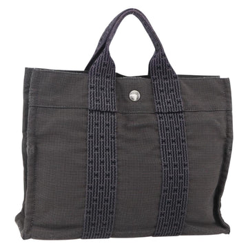 HERMES Her Line PM Hand Bag Canvas Gray Auth 150368