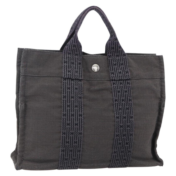 HERMES Her Line PM Hand Bag Canvas Gray Auth 150368