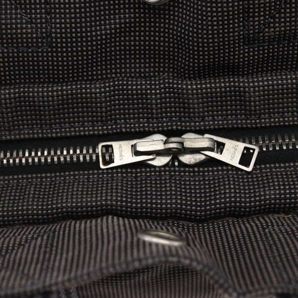 HERMES Her Line PM Hand Bag Canvas Gray Auth 150368