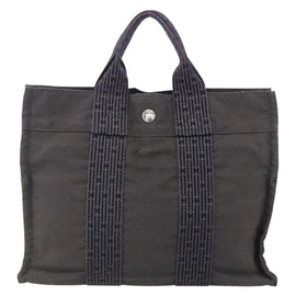 HERMES Her Line PM Hand Bag Canvas Gray Auth 150368 - 0