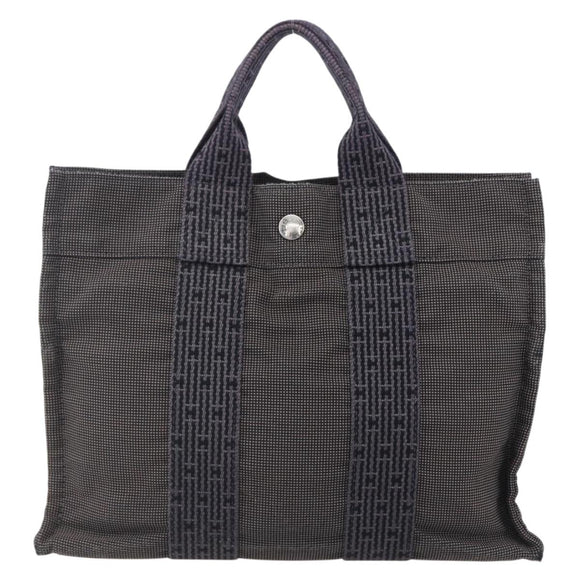 HERMES Her Line PM Hand Bag Canvas Gray Auth 150368
