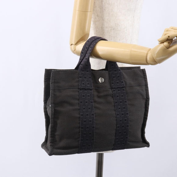 HERMES Her Line PM Hand Bag Canvas Gray Auth 150368