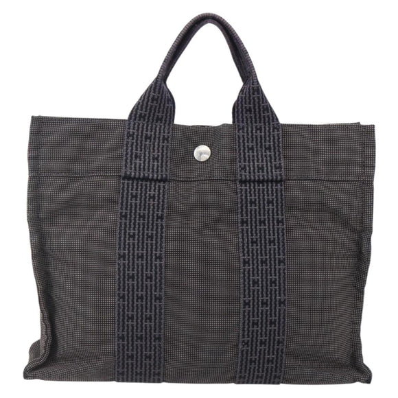 HERMES Her Line PM Hand Bag Canvas Gray Auth 150368
