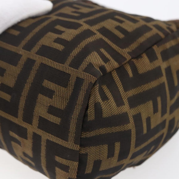FENDI Zucca Canvas Hand Bag Black Brown Auth 150371