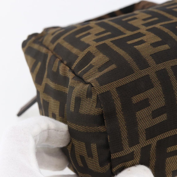 FENDI Zucca Canvas Hand Bag Black Brown Auth 150371
