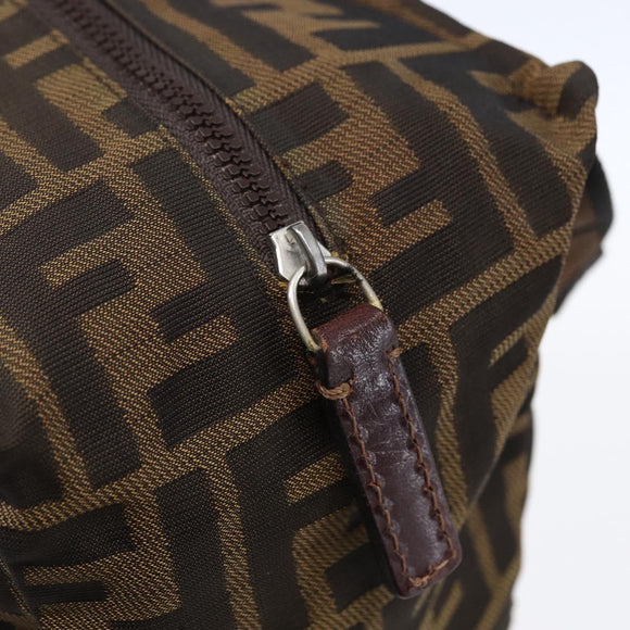 FENDI Zucca Canvas Hand Bag Black Brown Auth 150371