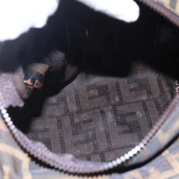 FENDI Zucca Canvas Hand Bag Black Brown Auth 150371