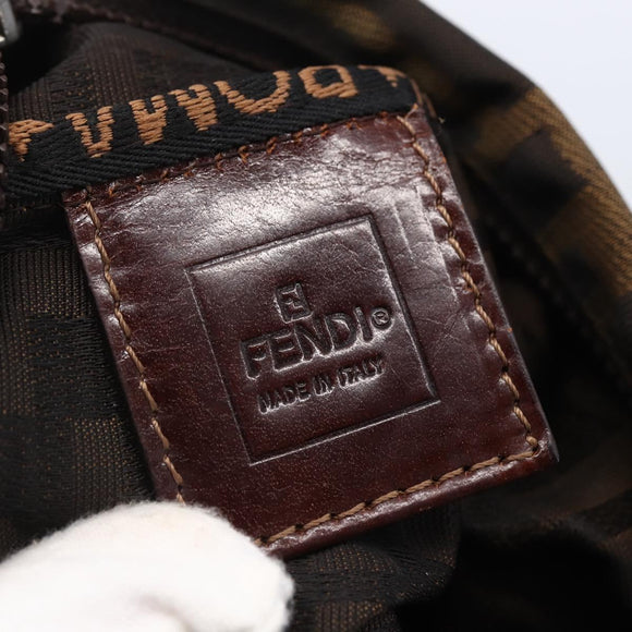 FENDI Zucca Canvas Hand Bag Black Brown Auth 150371