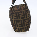 FENDI Zucca Canvas Hand Bag Black Brown Auth 150371-4