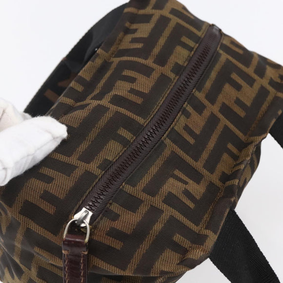 FENDI Zucca Canvas Hand Bag Black Brown Auth 150371