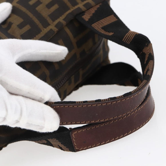 FENDI Zucca Canvas Hand Bag Black Brown Auth 150371