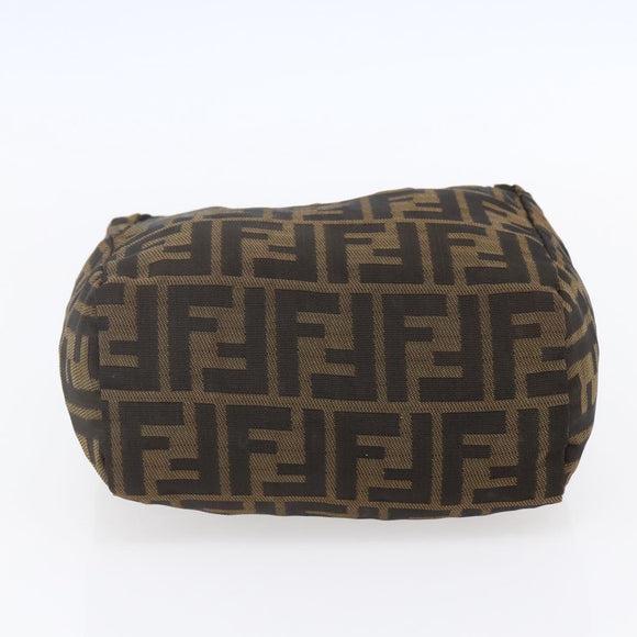 FENDI Zucca Canvas Hand Bag Black Brown Auth 150371