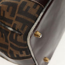 FENDI Zucca Canvas Hand Bag 2way Black Brown Auth 150372-15