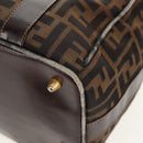 FENDI Zucca Canvas Hand Bag 2way Black Brown Auth 150372-16