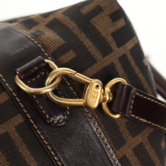 FENDI Zucca Canvas Hand Bag 2way Black Brown Auth 150372