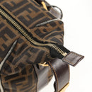 FENDI Zucca Canvas Hand Bag 2way Black Brown Auth 150372-22