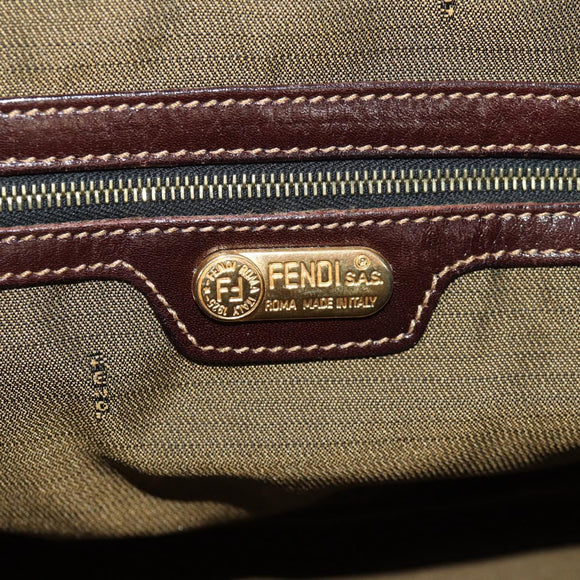 FENDI Zucca Canvas Hand Bag 2way Black Brown Auth 150372