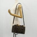 FENDI Zucca Canvas Hand Bag 2way Black Brown Auth 150372-29