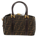 FENDI Zucca Canvas Hand Bag 2way Black Brown Auth 150372-2
