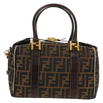 FENDI Zucca Canvas Hand Bag 2way Black Brown Auth 150372 - 0