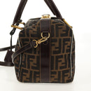 FENDI Zucca Canvas Hand Bag 2way Black Brown Auth 150372-3