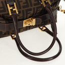 FENDI Zucca Canvas Hand Bag 2way Black Brown Auth 150372-7