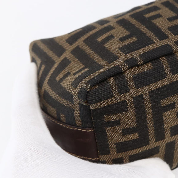 FENDI Zucca Canvas Vanity Hand Bag Black Brown Auth 150373