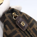 FENDI Zucca Canvas Vanity Hand Bag Black Brown Auth 150373-14