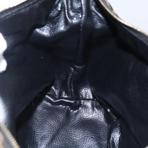 FENDI Zucca Canvas Vanity Hand Bag Black Brown Auth 150373