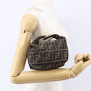 FENDI Zucca Canvas Vanity Hand Bag Black Brown Auth 150373-20