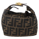 FENDI Zucca Canvas Vanity Hand Bag Black Brown Auth 150373-3