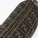 FENDI Zucca Canvas Vanity Hand Bag Black Brown Auth 150373-7