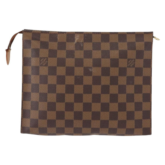 LOUIS VUITTON Damier Ebene Poche Toilette 26 Pouch N47543 LV Auth 150375