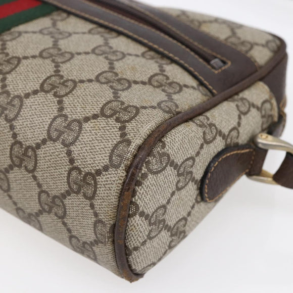 GUCCI GG Supreme Web Sherry Line Shoulder Bag PVC Beige Gold 010 378 Auth 150379