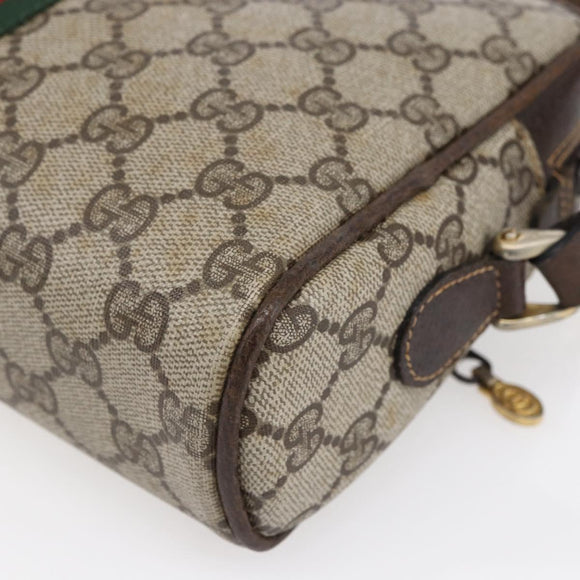 GUCCI GG Supreme Web Sherry Line Shoulder Bag PVC Beige Gold 010 378 Auth 150379